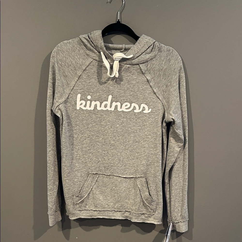 Gray Hoodie with 'Kindness' Print